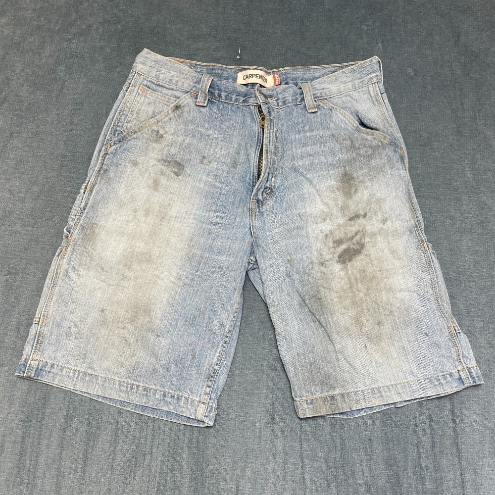 Levi's Carpenter Shorts Mens 35 Blue Denim Straight Leg Workwear Mid Rise Summer